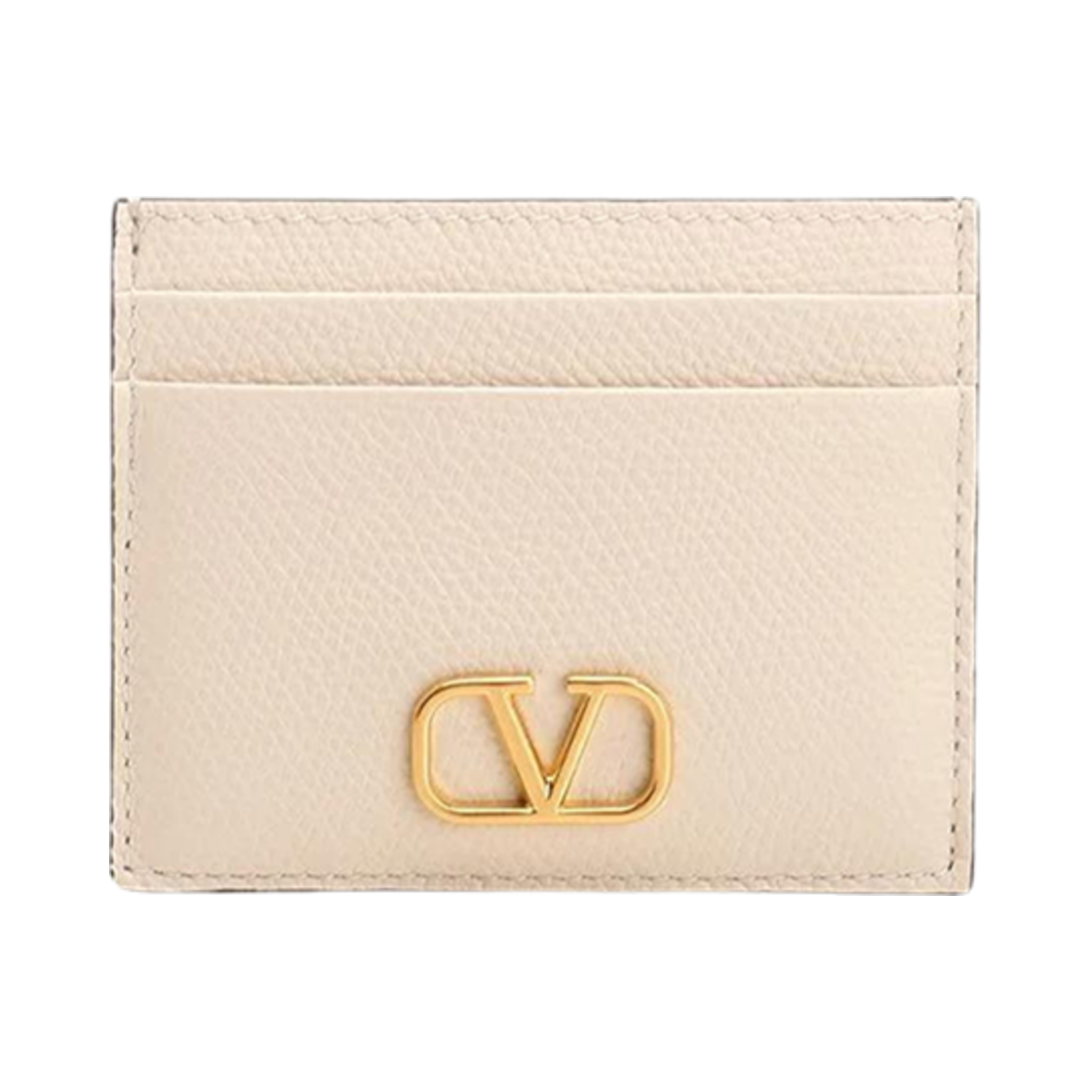 P0V32SNPI16 Valentino Vlogo Signature Grainy Calfskin Card Holder Light Ivory