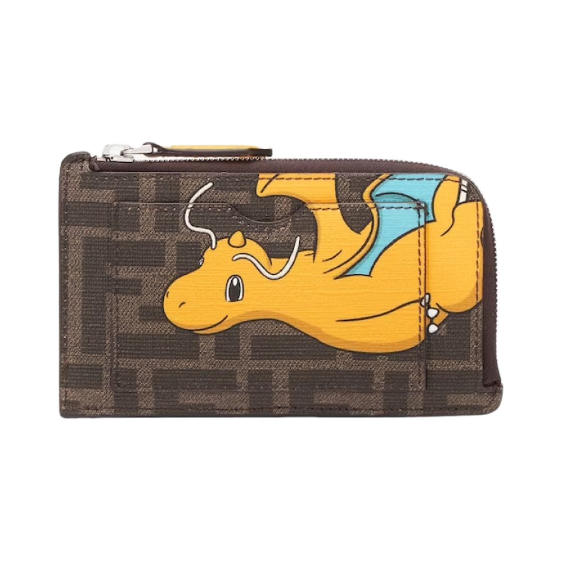 8M0489AR21F1NPJ Fendi x Fragment x Pokemon Brown FF Fabric Card Holder Yellow Brown