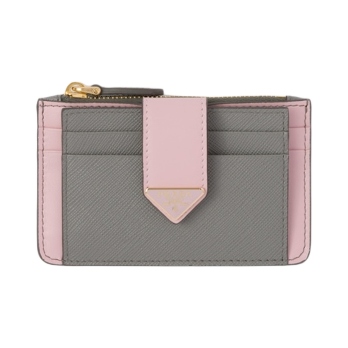 프라다 사피아노 레더 카드 홀더 슬레이트 그레이 알라바스터 핑크(Prada Saffiano Leather Card Holder Slate Gray Alabaster Pink) - 1