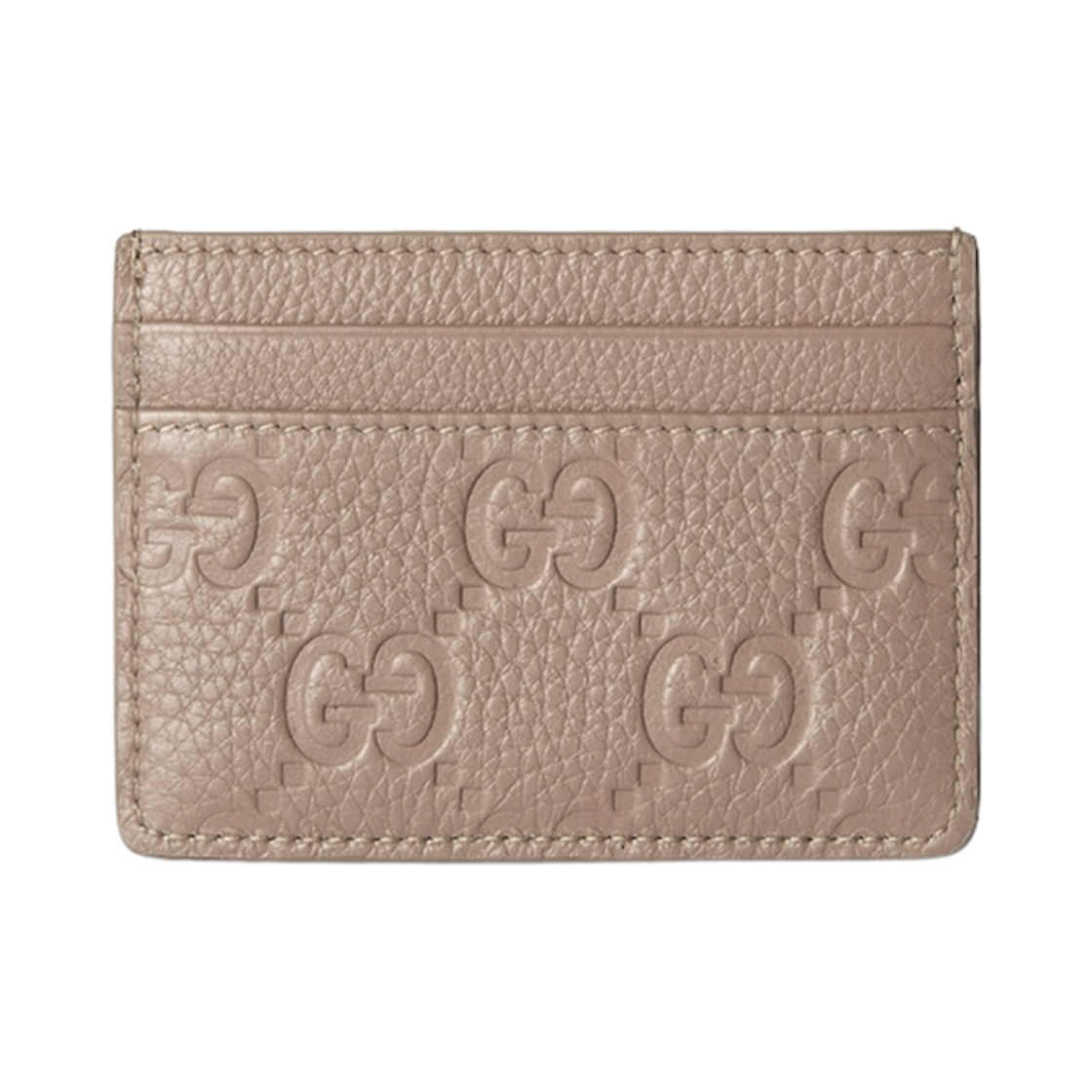 815883-AAEEM-1523 Gucci GG Emblem Card Case Taupe