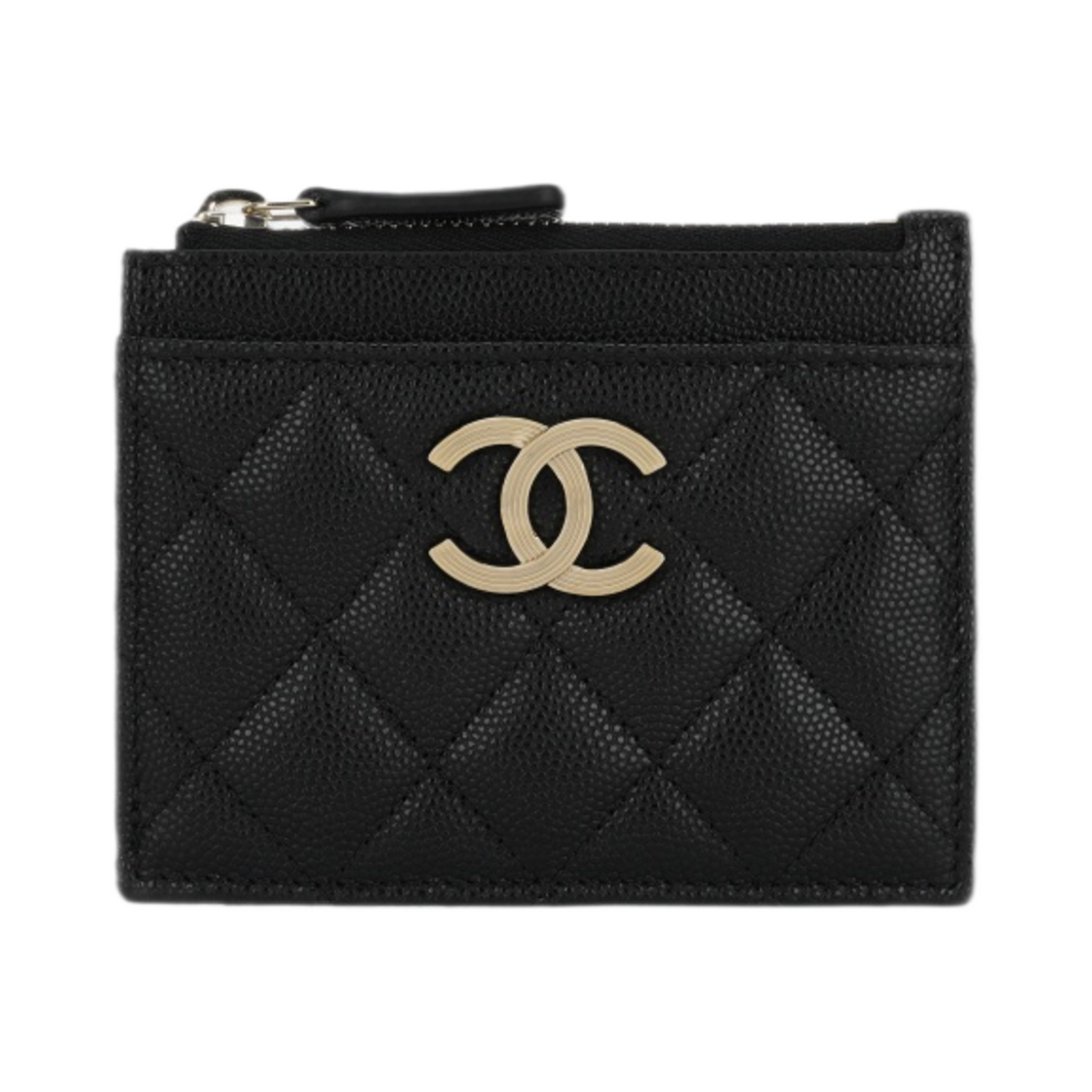 샤넬 지퍼 카드 홀더 그레인드 카프스킨 골드 블랙(Chanel Zipped Card Holder Grained Calfskin & Gold Black) - 1