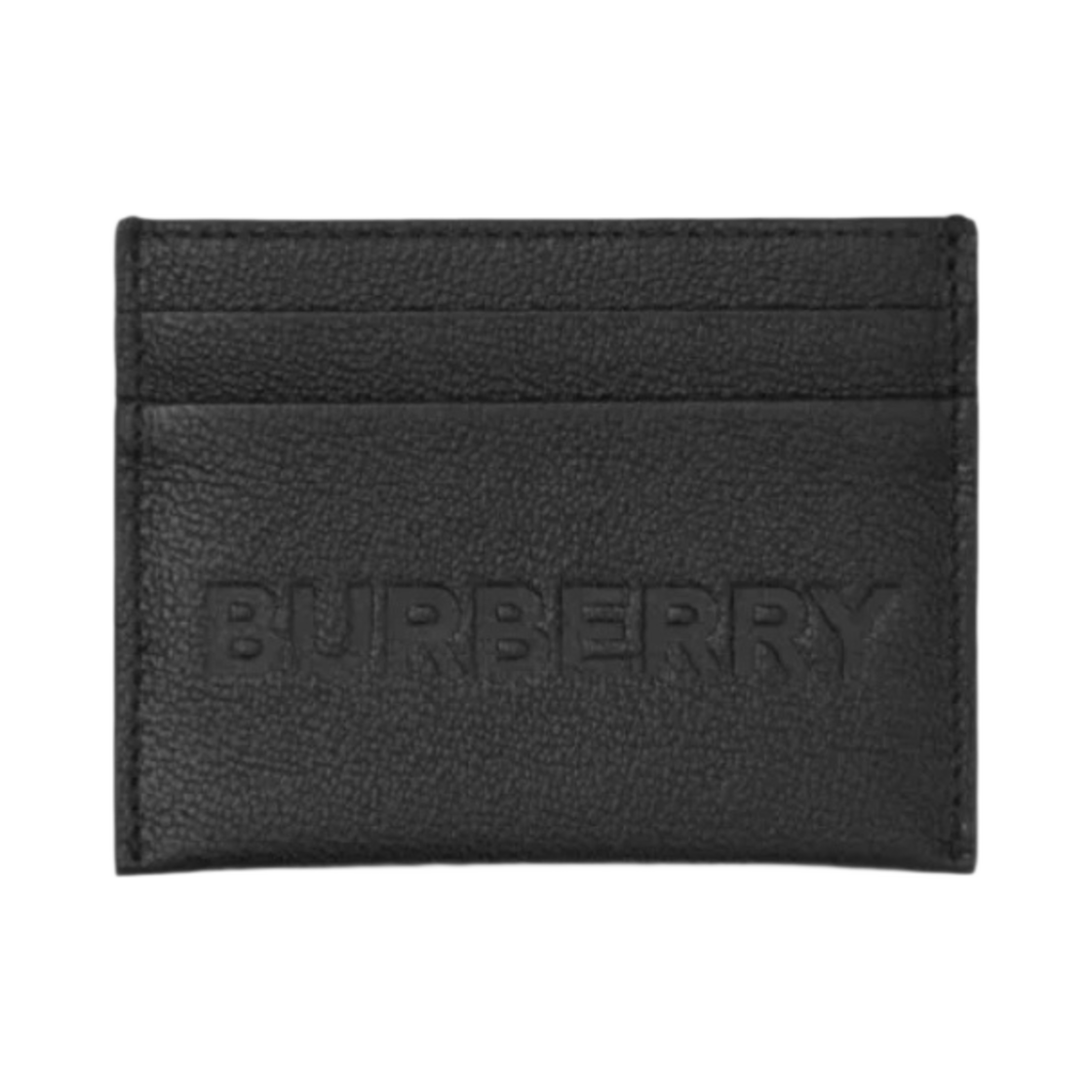 8061367 Burberry Logo Embossed Grainy Leather Card Case Black