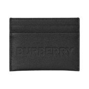Burberry Logo Embossed Grainy Leather Card Case Black