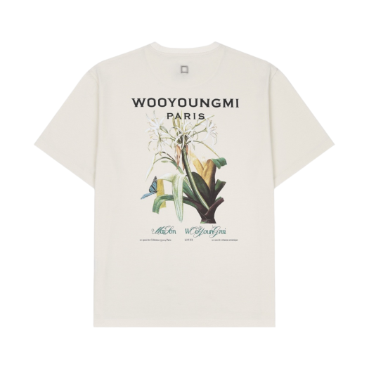 우영미 플라워 프린트 백로고 티셔츠 아이보리 - 23SS