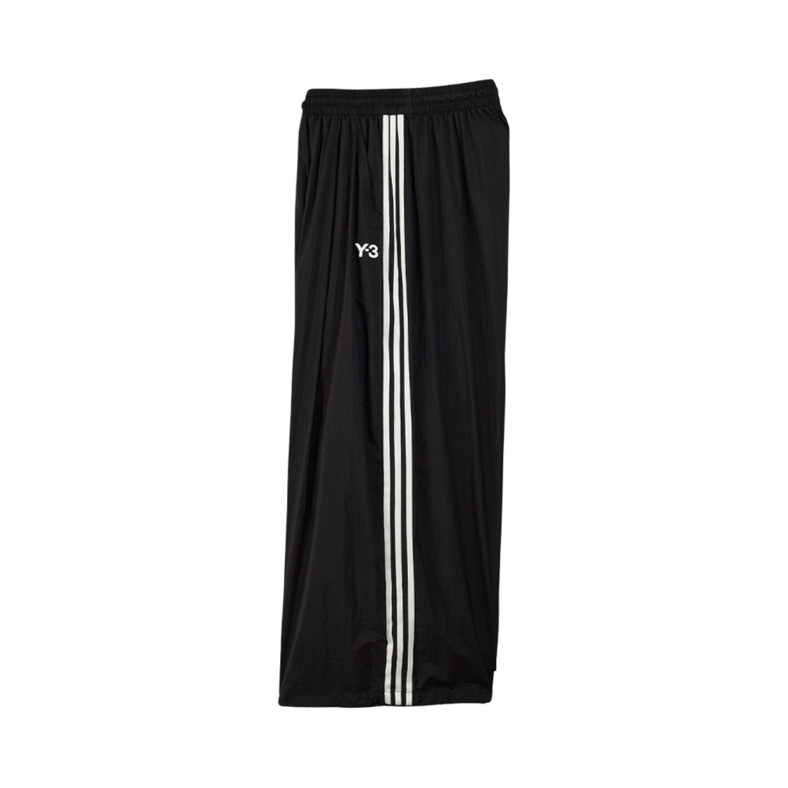 (W) Y-3 삼선 나일론 트랙수트 바텀 블랙((W) Y-3 3-Stripes Nylon Tracksuit Bottoms Black)