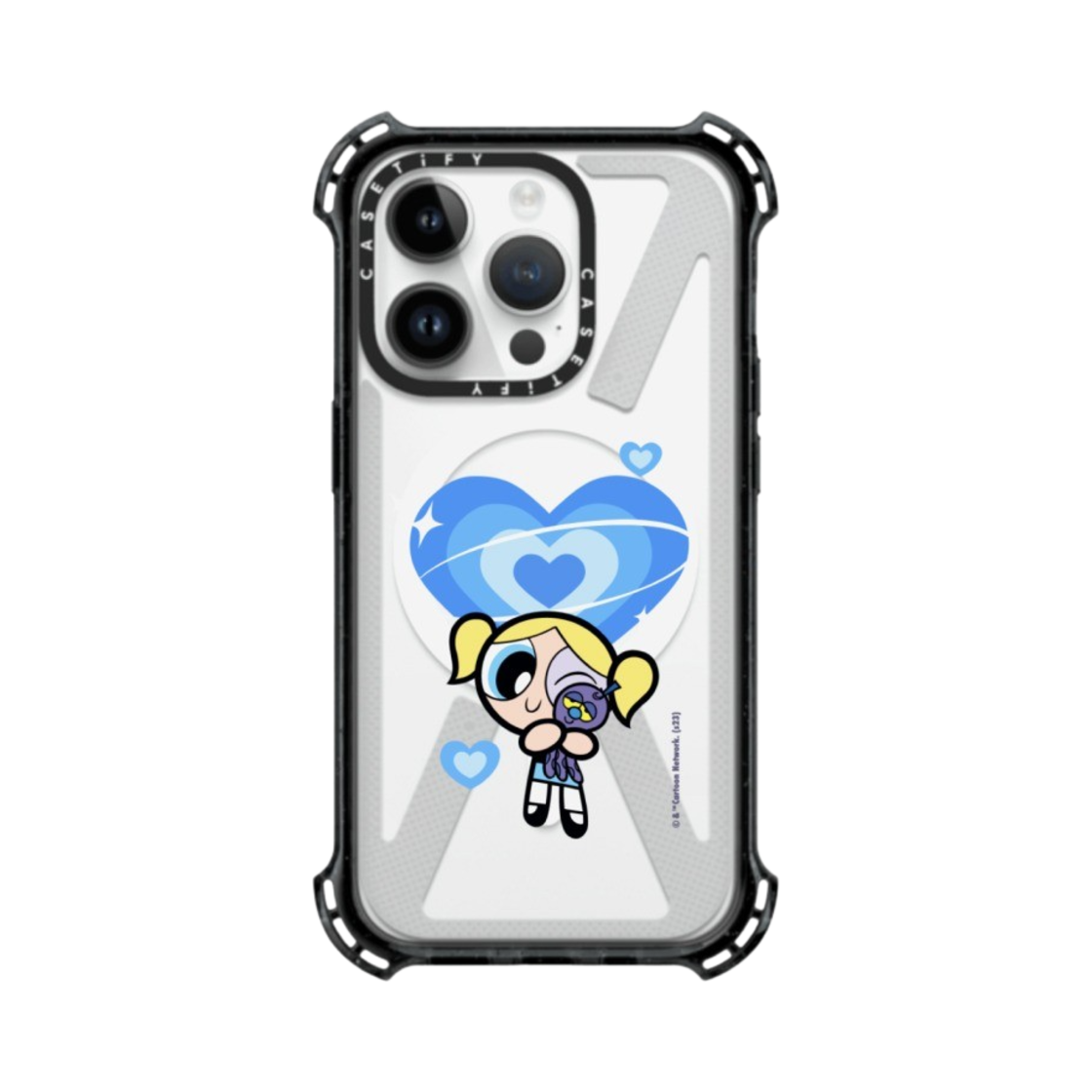 케이스티파이 x 파워퍼프걸 커스텀 아이폰 버블스 바운스 케이스 클리어 블랙(Casetify x The Powerpuff Girls Custom iPhone Bubbles Bounce Case Clear Black) - 1