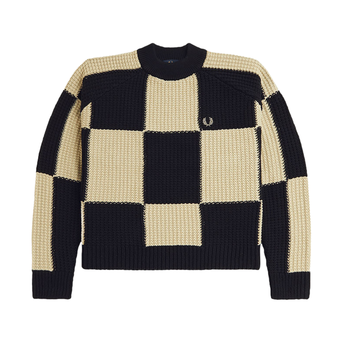 AFPF2438130-102 Fred Perry Womens Textured Chequerboard Knit Black