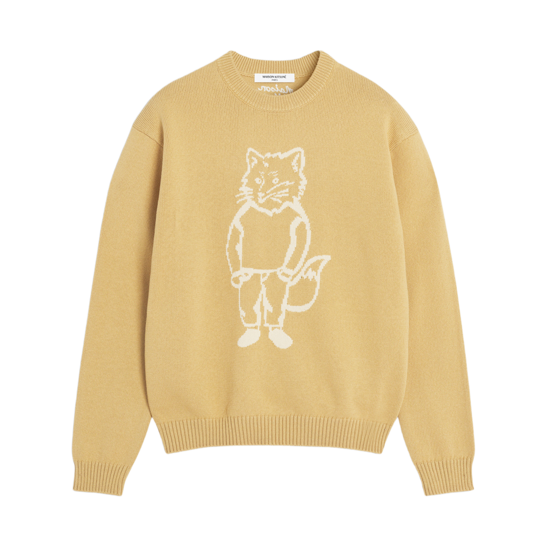 OM00802KT1030-0102 Maison Kitsune Dressed Fox Intarsia Jumper Cork