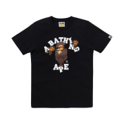 (W) BAPE Crystal Stone College Milo T-Shirt Black Clear
