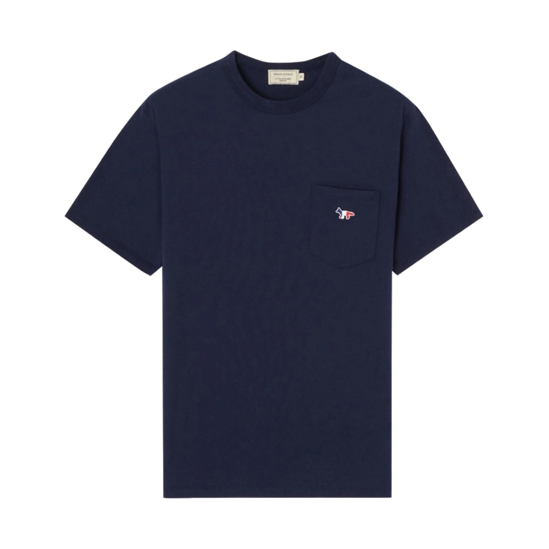 메종 키츠네 트라이컬러 폭스 패치 클래식 포켓 티셔츠 네이비