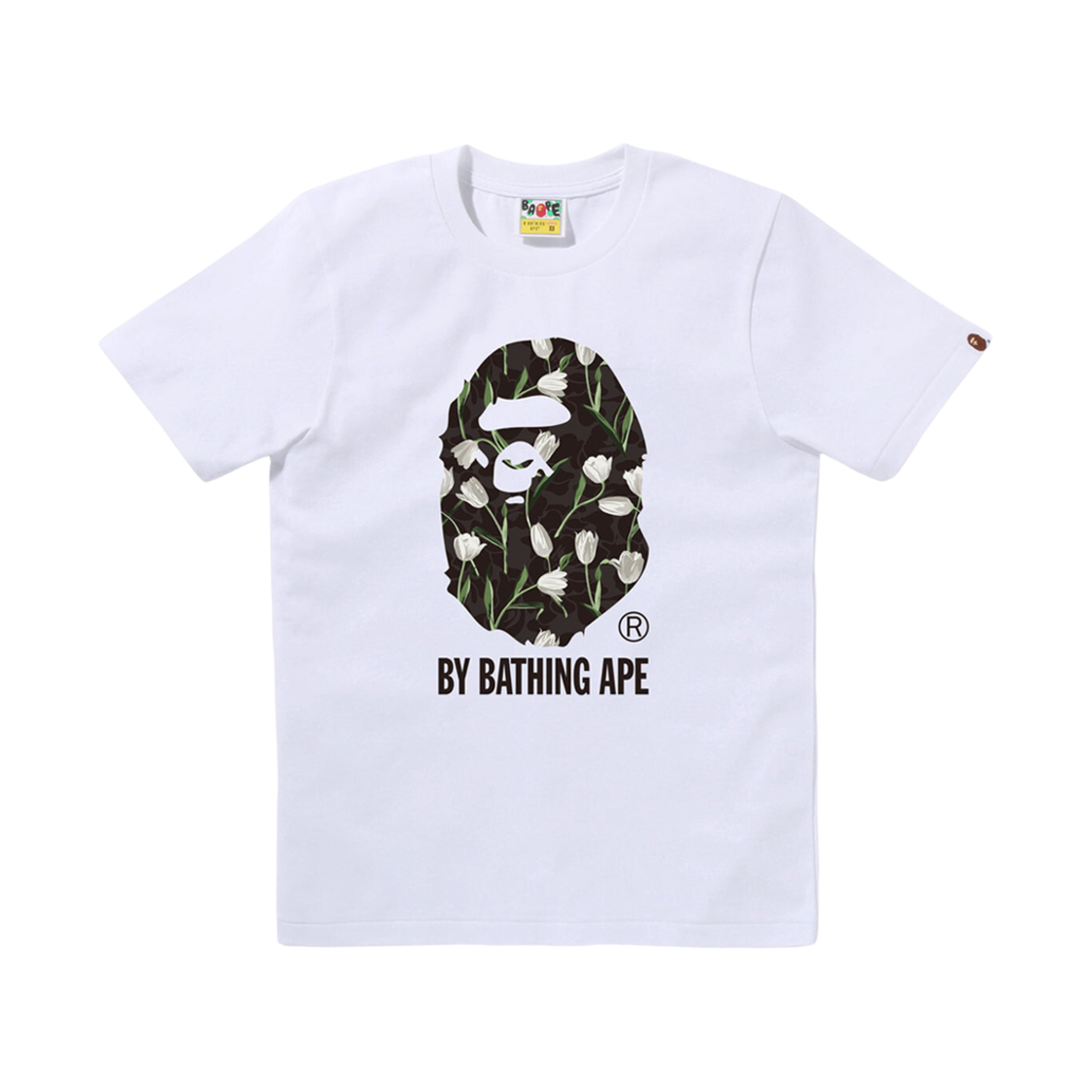 (W) 베이프 튤립 카모 바이 베이싱 티셔츠 화이트 블랙((W) BAPE Tulip Camo By Bathing T-Shirt White Black)