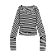 MUCENT Emma V-Neck Stripe Long Sleeve T White-Black