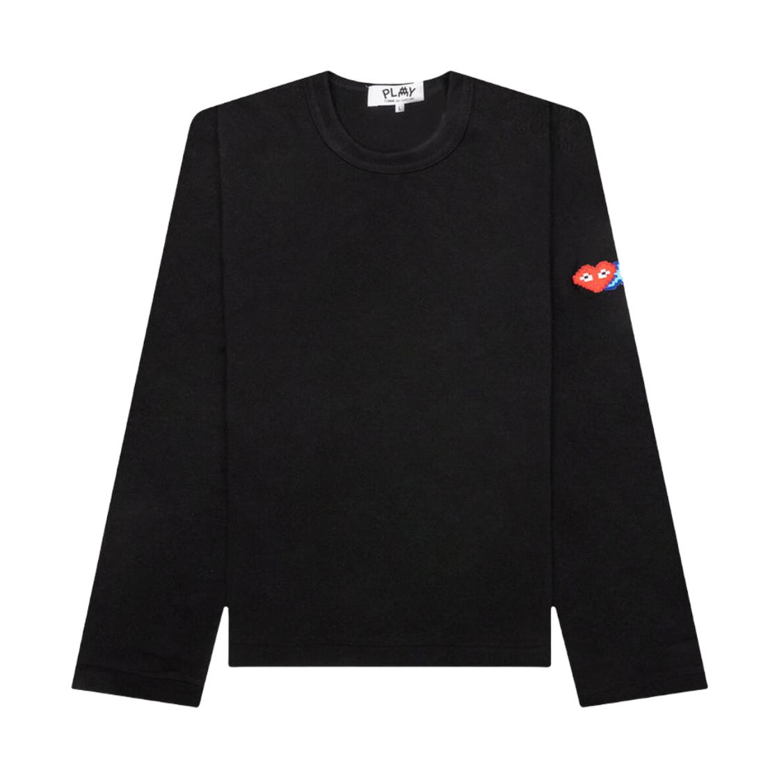 AZ-T329-051-1 (W) Play Comme des Garcons x Invader Double Pixel Heart Long Sleeve T-Shirt Black