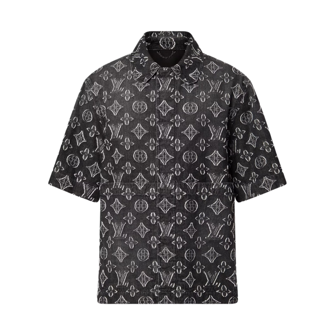 루이비통 모노그램 숏슬리브 샴브레이 셔츠 블랙(Louis Vuitton Monogram Short Sleeve Chambray Shirt Black) - 1
