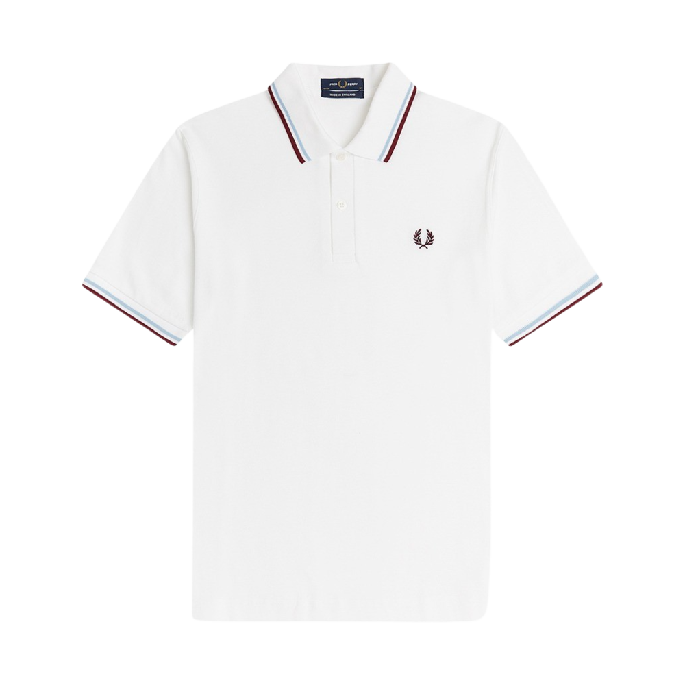 프레드페리 M12 트윈 팁 프레드페리 셔츠 화이트/아이스/마룬