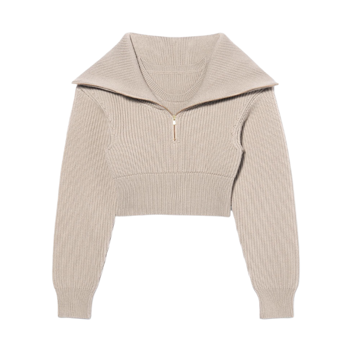 (W) 자크뮈스 라 마이유 리소울 더블 칼라 스웨터 베이지((W) Jacquemus La maille Risoul Double Collar Sweater Beige) - 1