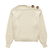 [2nd reorder] FARVEN Button Off-Shoulder Knit Ivory