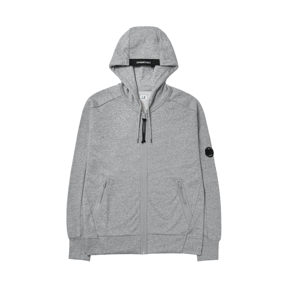 18CMSS025A005086WM94 C.P. Company Diagonal Raised Fleece Full Zip Hooded Sweatshirt Greystone Melange Grey - 25SS