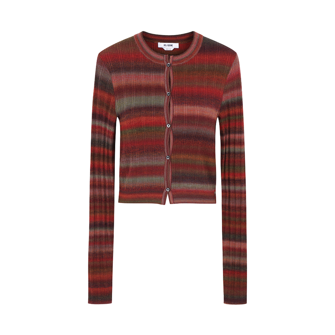 리던 우먼 립 크루넥 가디건 파이어 콤보 - 24FW(Re/Done Women Ribbed Crewneck Cardigan Fire Combo - 24FW)