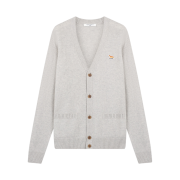 Maison Kitsune Baby Fox Patch Regular Cardigan Light Grey Melange