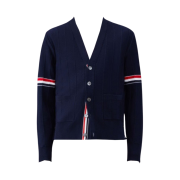 Thom Browne Wool Relaxed V-Neck Armband Cardigan Navy