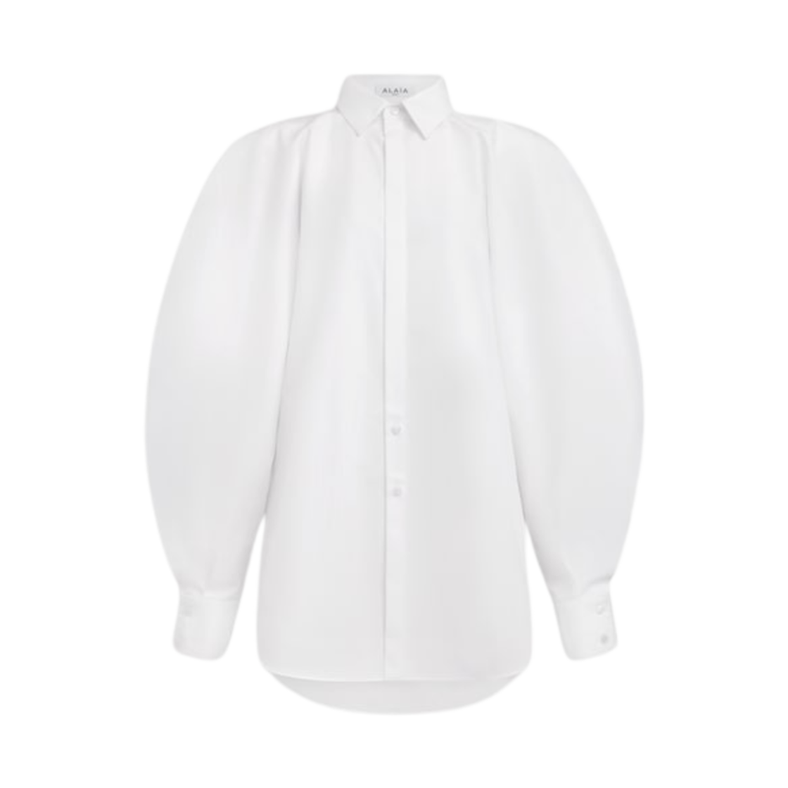 AA9C09556T611-000 (W) Alaia Cotton Popeline Balloon Sleeve Shirt White