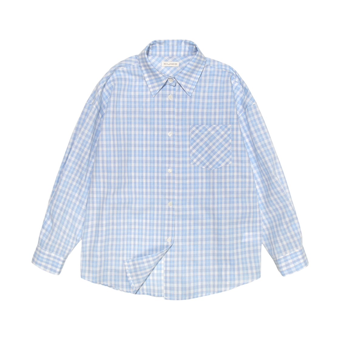 키지코 세미 오버핏 체크셔츠 블루(KIJIKO Semi Overfit Check Shirt Blue) - 1