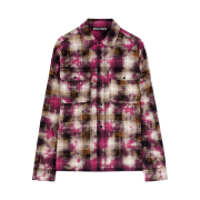 PALM ANGELS Curved Logo Check Shirt Ls Fuchsia - Off White