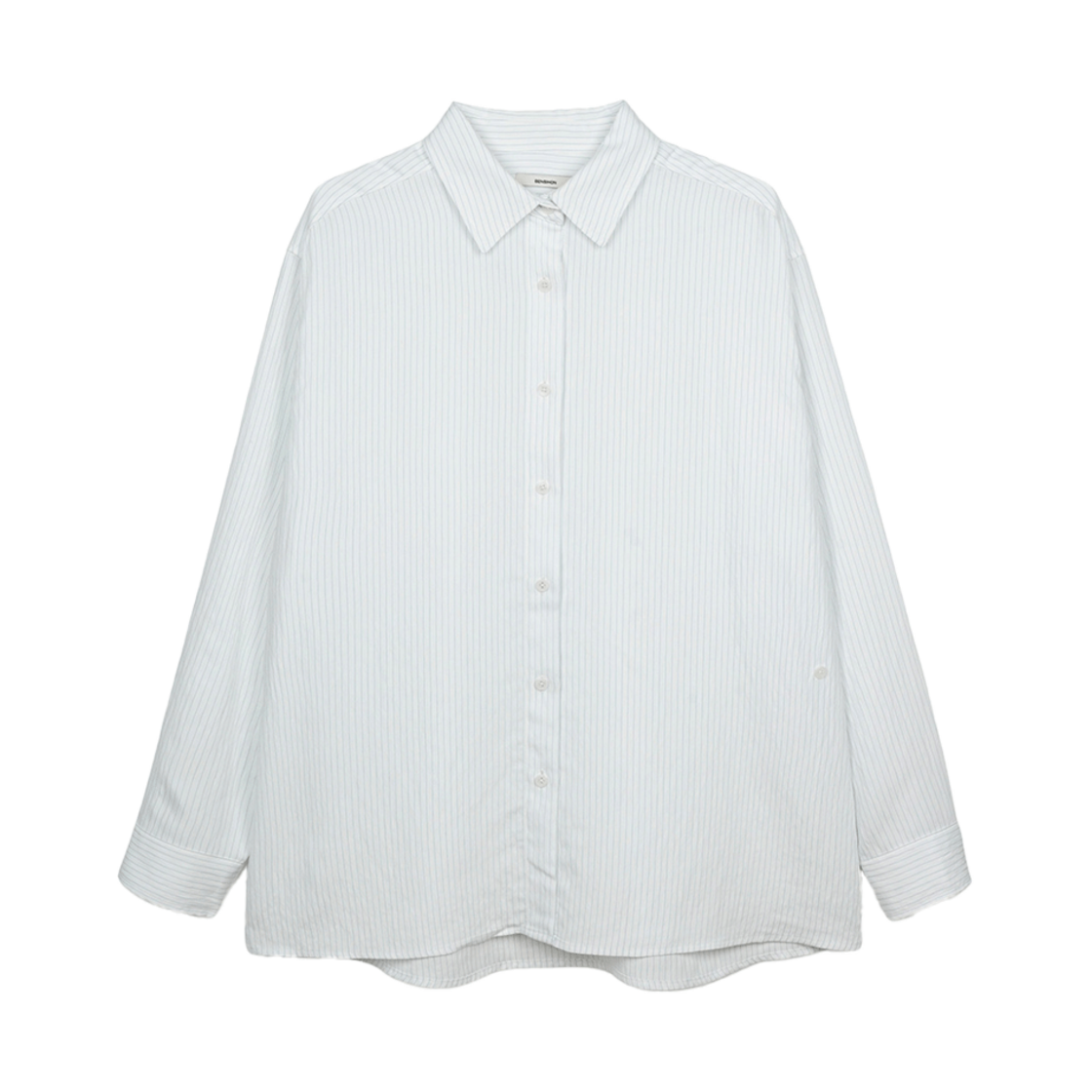 벤시몽 사이드 버튼 루즈핏 스트라이프 셔츠 화이트(Bensimon Side Button Loose Fit Stripe Shirt White)