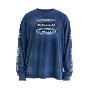 Farfromwhat Far Washed Logo Long Sleeve T-Shirt Navy
