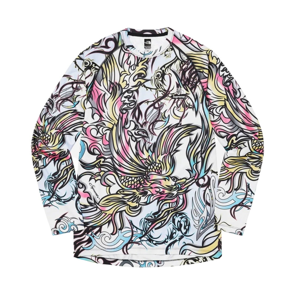 슈프림 x 노스페이스 베이스 레이어 롱슬리브 탑 멀티컬러 드래곤 - 22FW