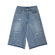 Sundayoffclub Layered Waist Denim Short Light Blue