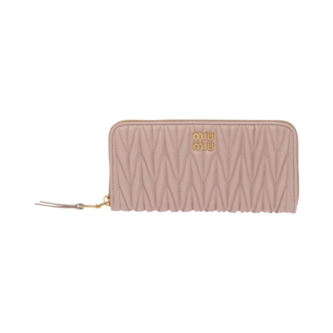 미우 미우 마테라쎄 나파 가죽 라지 지퍼 지갑 워터 릴리(Miu Miu Matelasse Nappa Leather Large Zipper Wallet Water Lily) - 1