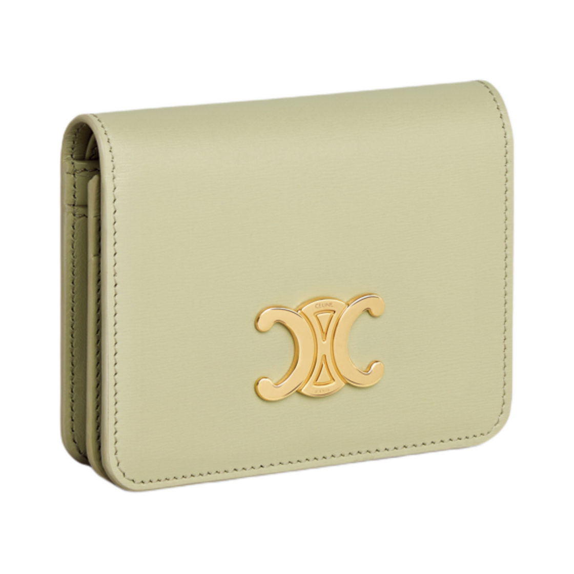 셀린느 트리옹프 컴팩트 월렛 샤이니 카프스킨 아몬드 그린(Celine Triomphe Compact Wallet in Shiny Calfskin Almond Green) - 2