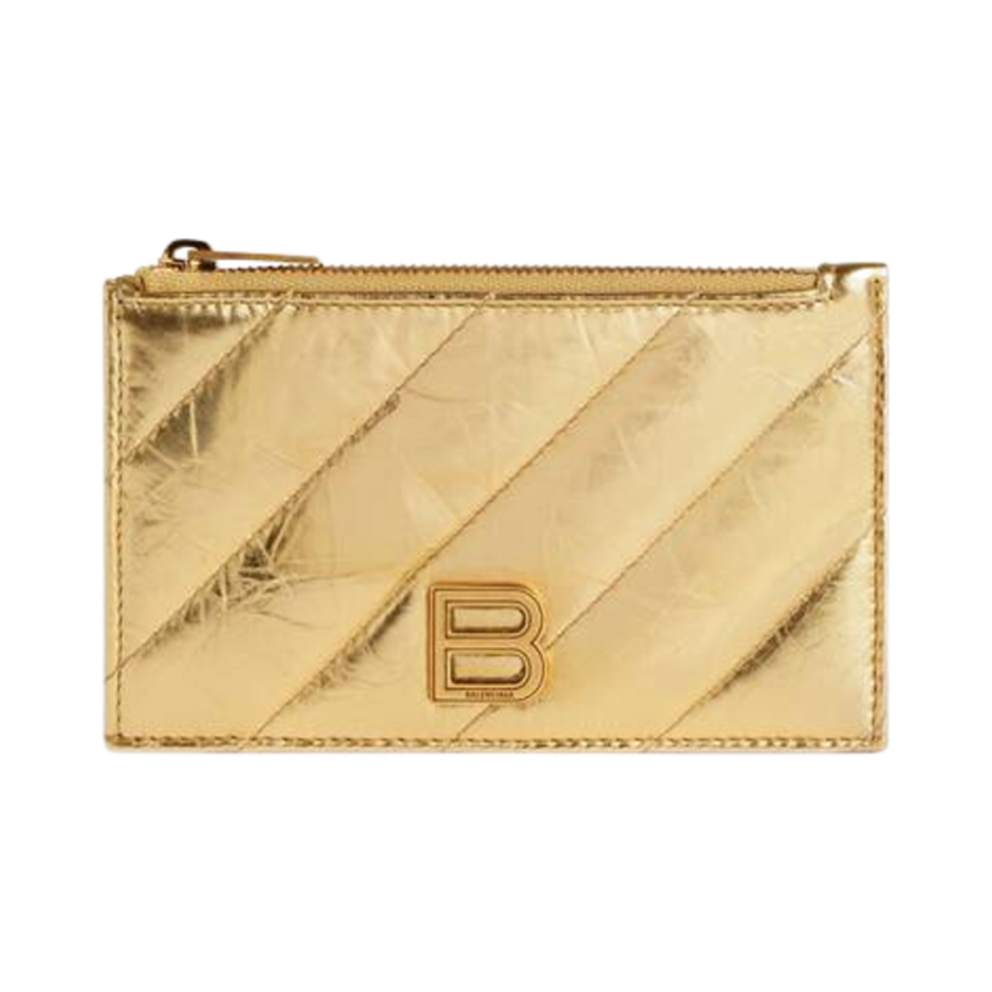 발렌시아가 크러쉬 롱 코인 앤 카드 홀더 메탈라이즈드 퀼티드 골드 | Balenciaga | KREAM