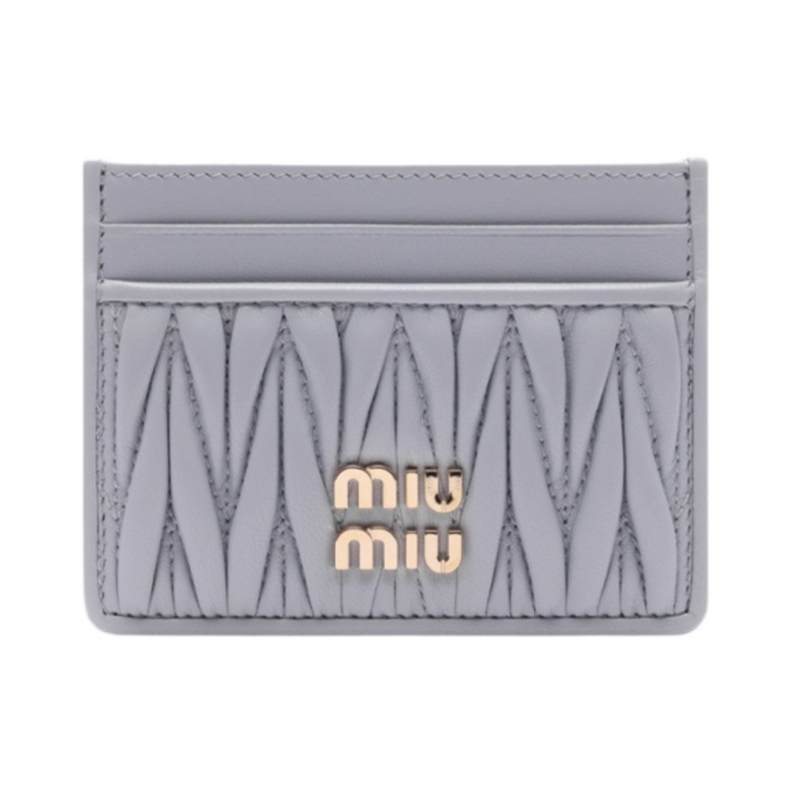 미우 미우 마테라쎄 나파 레더 카드 홀더 펄 그레이(Miu Miu Matelasse Nappa Leather Card Holder Pearl Gray)