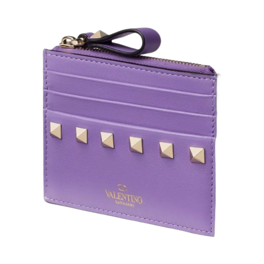 발렌티노 락스터드 카프스킨 지퍼 카드 홀더 위스테리아(Valentino Rockstud Calfskin Card Holder with Zip Wisteria) - 2