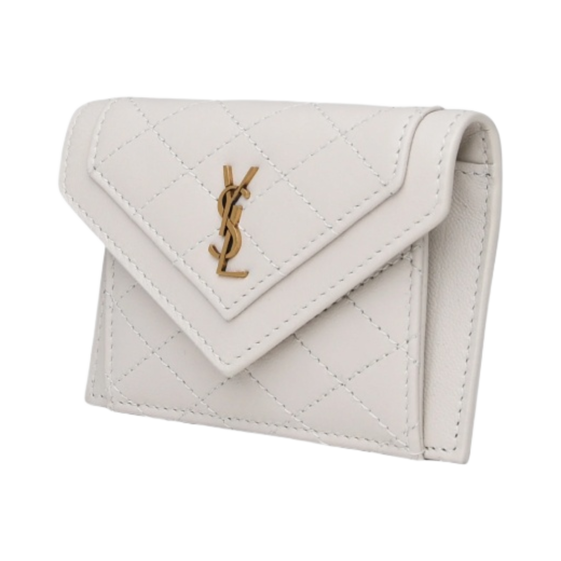 생로랑 퀼티드 램스킨 가비 플랩 카드 케이스 블랑 빈티지(Saint Laurent Gaby Flap Card Case in Quilted Lambskin Blanc Vintage) - 2
