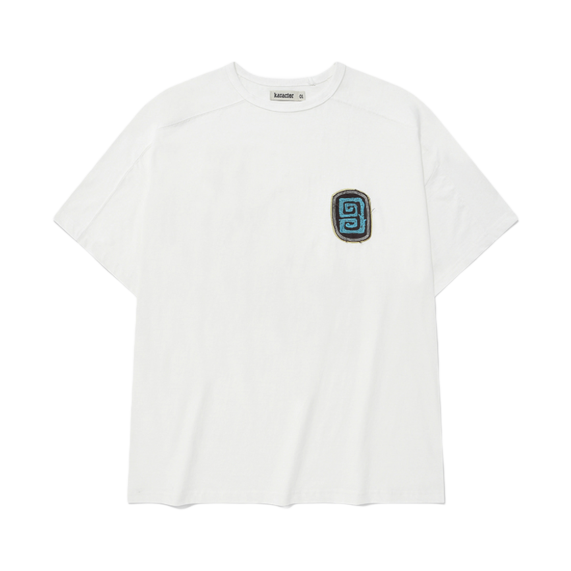 카락터 퍼지 반팔 티셔츠 오프 화이트(Karactor Fuzzy Half T-shirt Off White)
