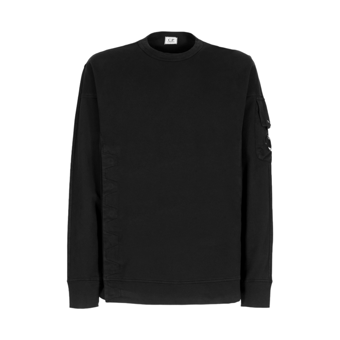 C.P. 컴퍼니 라이트 플리스 비대칭 스웨트셔츠 블랙 - 21FW(C.P. Company Light Fleece Asymmetrical Sweatshirt Black - 21FW) - 1