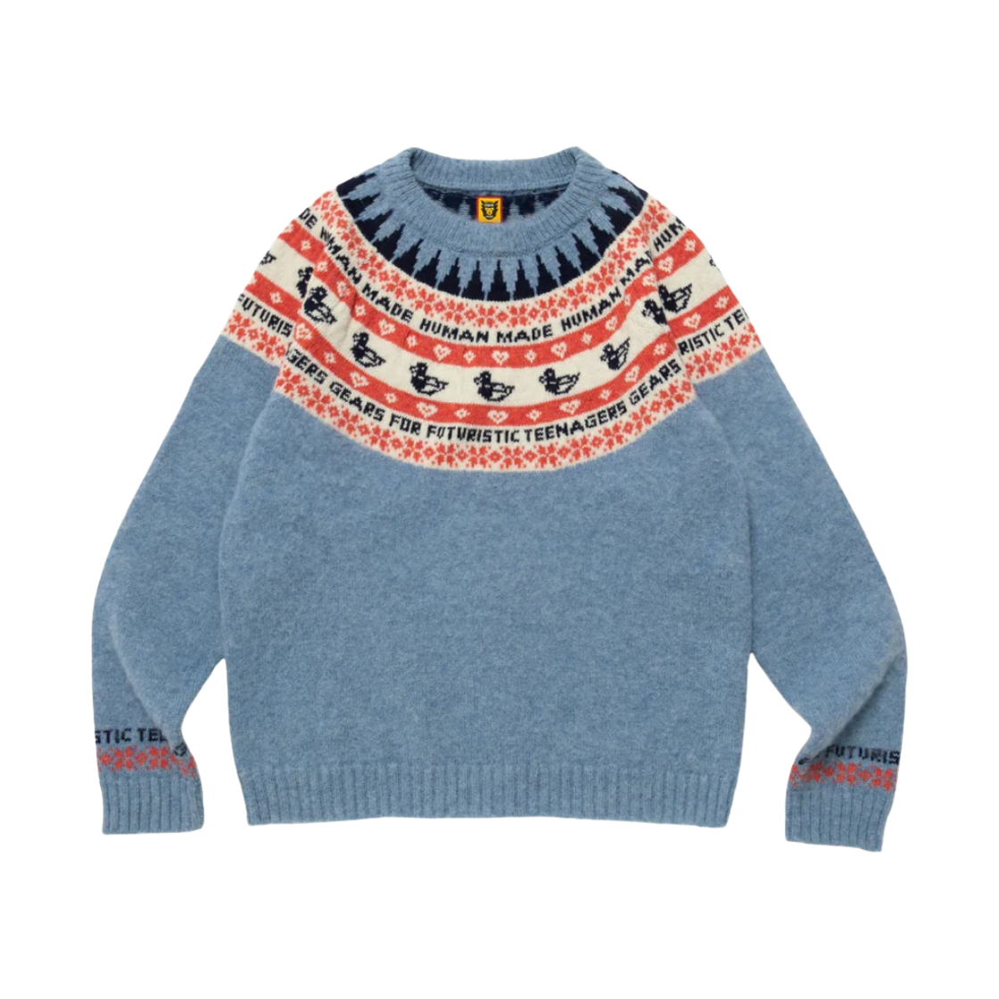 휴먼 메이드 덕 자카드 니트 스웨터 블루(Human Made Duck Jacquard Knit Sweater Blue) - 1