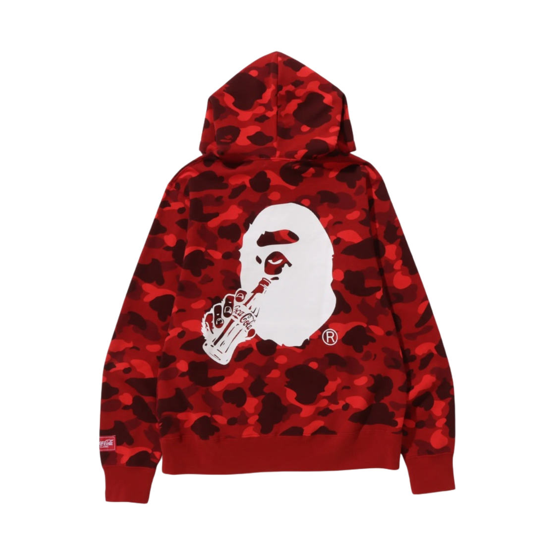 1J73-114-904 BAPE x Coca Cola Color Camo Ape Head Pullover Hoodie Red