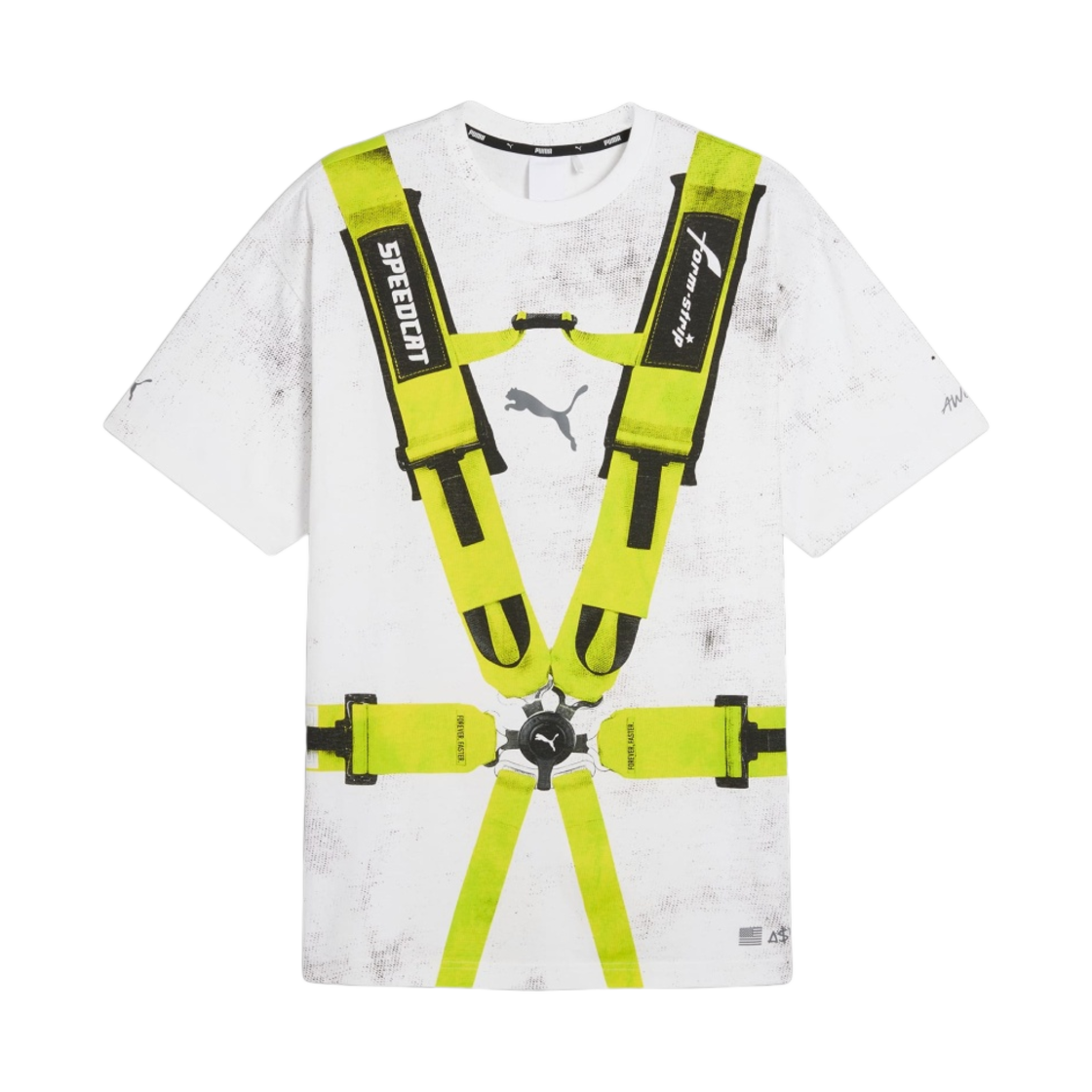 푸마 x 에이셉 라키 시트벨트 티셔츠 푸마 화이트 라임 파우(Puma x A$AP Rocky Seatbelt T-Shirts Puma White Lime Pow)