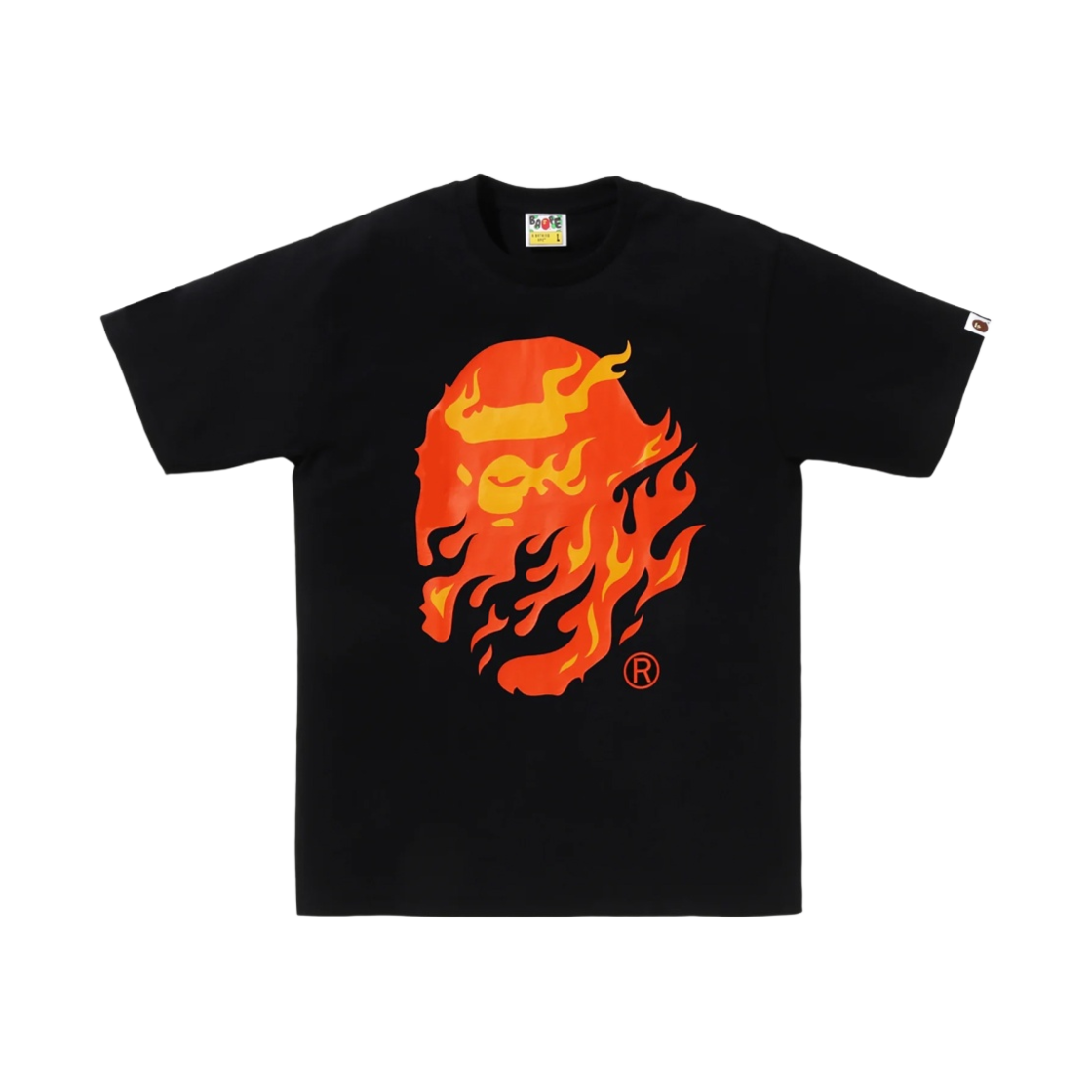 001TEK201032 BAPE Flame Ape Head T-Shirt Black Red