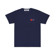 Play Comme des Garcons Double Heart T-Shirt Navy