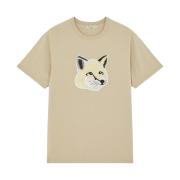 Maison Kitsune Big Pastel Fox Head Embroidered T-Shirt Beige