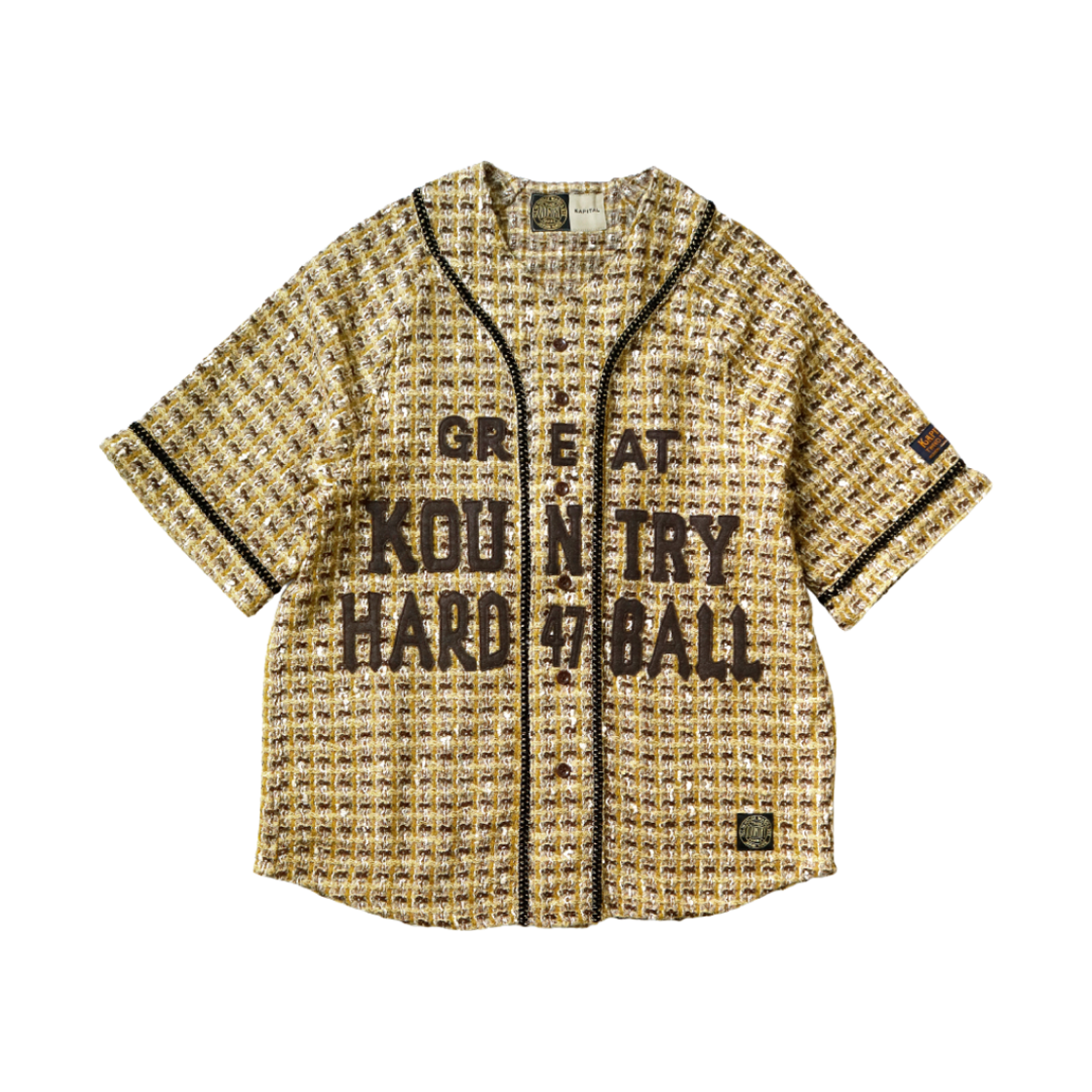 캐피탈 팬시 트위드 그레이트 컨트리 베이스볼 셔츠 옐로우(Kapital Fancy Tweed Great Kountry Baseball Shirt Yellow) - 1