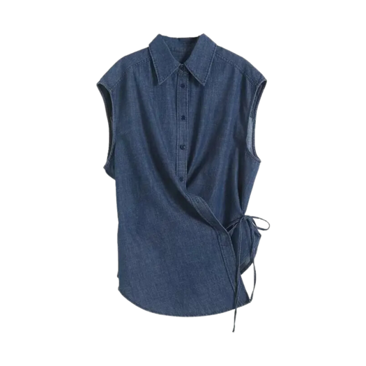 1222516001 (W) COS Denim Wrap Shirt Blue