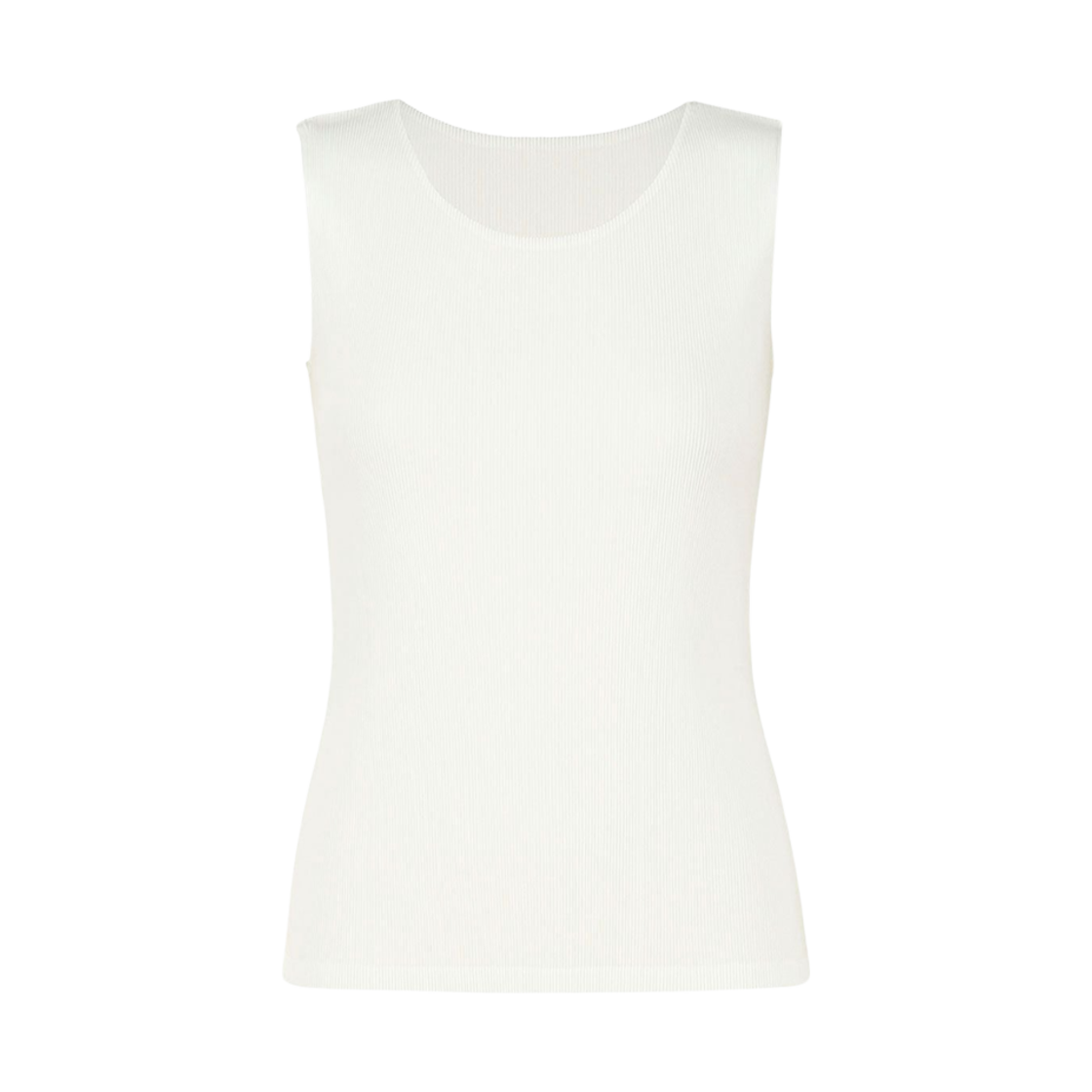 FK101-01 (W) Pleats Please Issey Miyake Mist Basics Sleeveless Top White
