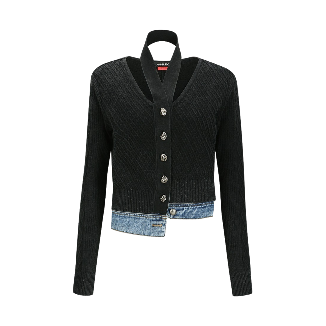 ★ANDERSSON BELL★ Sonya Dying Washed Cutout Cardigan atb109 ANDERSSON BELL Sonya Dyeing Washed Cut-Out Cardigan - Teal